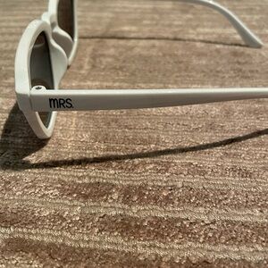 FREE WITH ANY PURCHASE White Sunglasses with 'MRS' Detail